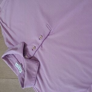 EUC Peter Millar Polo Shirt Men's sz XL Lavendar Stripe Summer Comfort Golf Polo